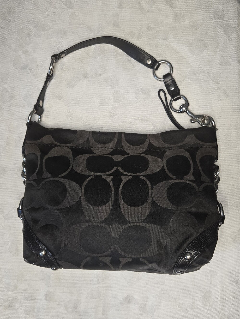 Vintage Y2K Coach Women Signature Black Shoulder Bag F15250 - Picture 10 of 11